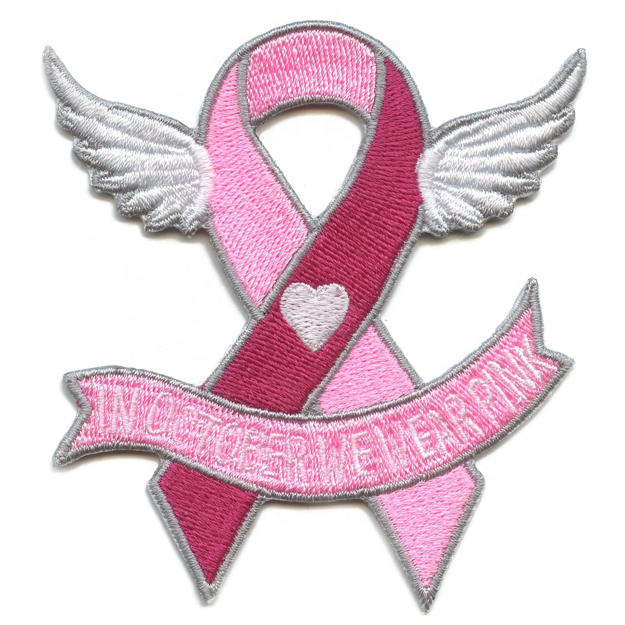 In October We Wear Pink Patch Breast Cancer Ribbon Embroidered Iron On