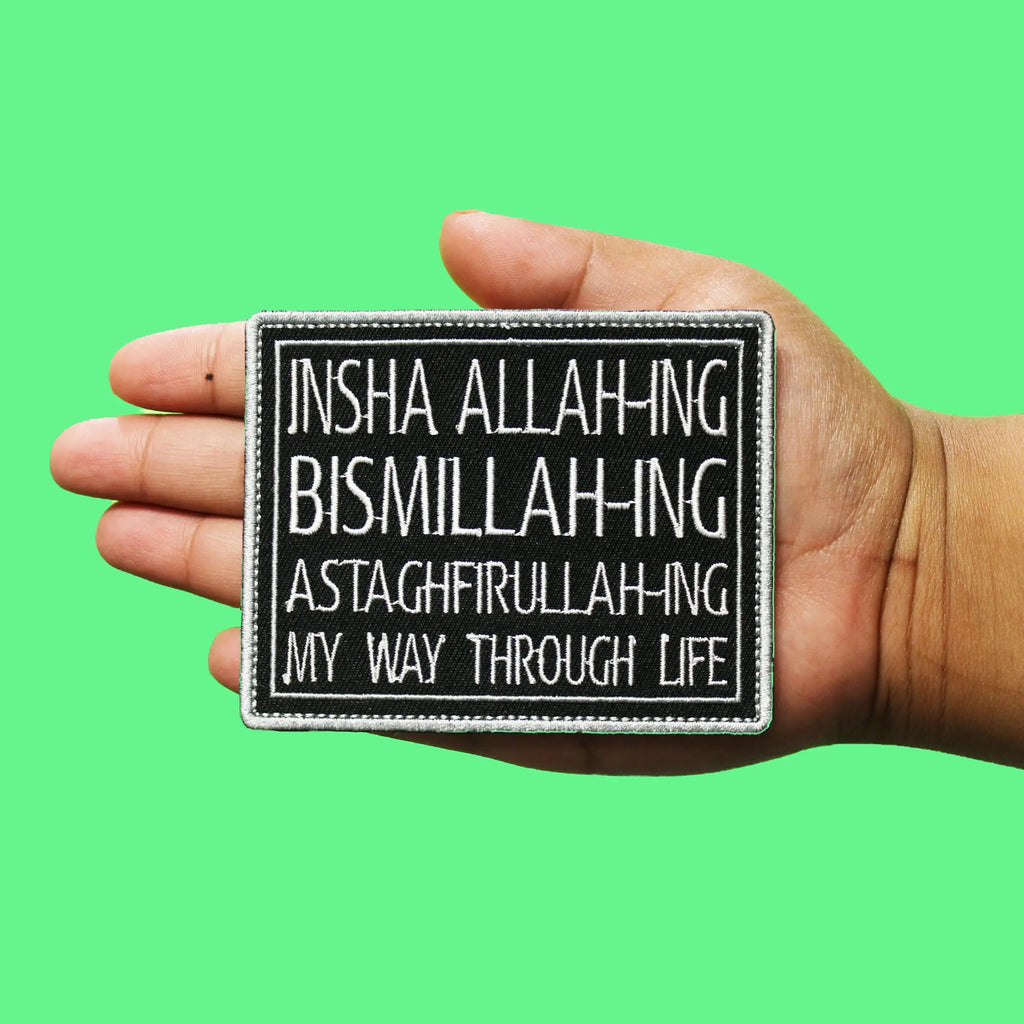 Insha Allahing Bismillahing Astaghfirullahing Patch Arabic Script Embroidered Iron-On