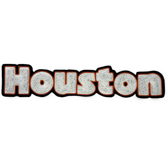 Inverted White Houston Chenille Patch Texas Fabric Sew On