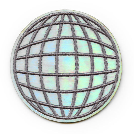 Iridescent Disco Ball Patch Groovy 70's Embroidered Iron On