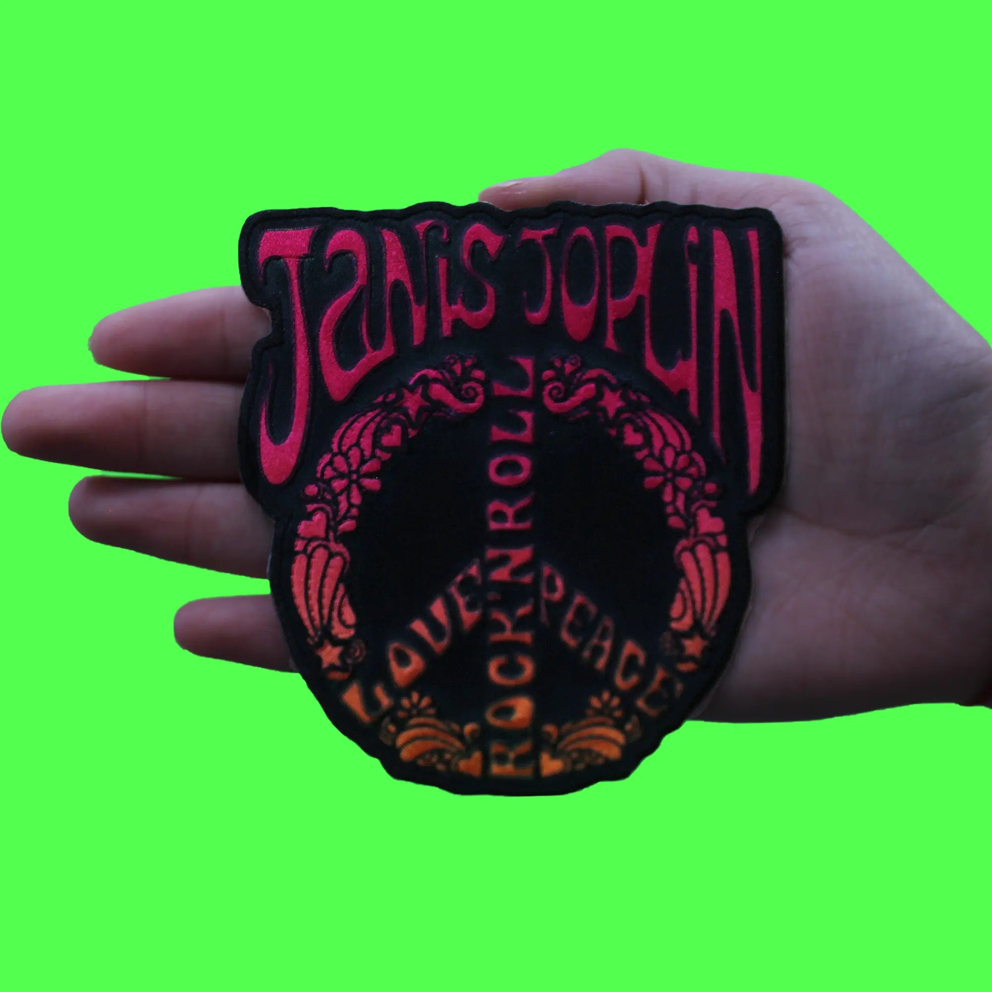 Janis Joplin Love, Peace, Rock N' Roll Patch Legend 1967 Rock Sublimated Embroidery Iron On