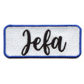 Jefa Blue Tag Patch Mexican Mom Boss Embroidered Iron On