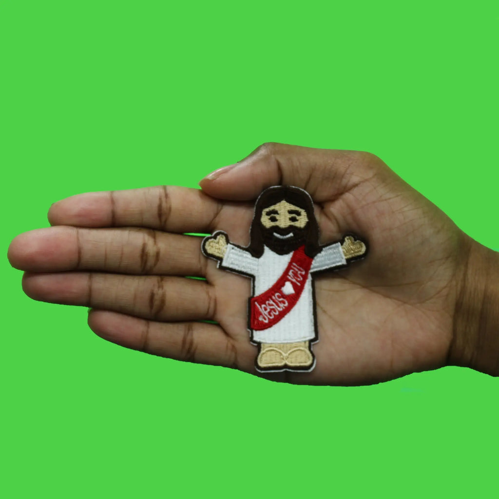 Jesus Loves You Patch Chibi Religious Christian Embroidered Iron On