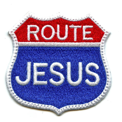 Jesus Route Road Patch Religious Christian Embroidered Iron On