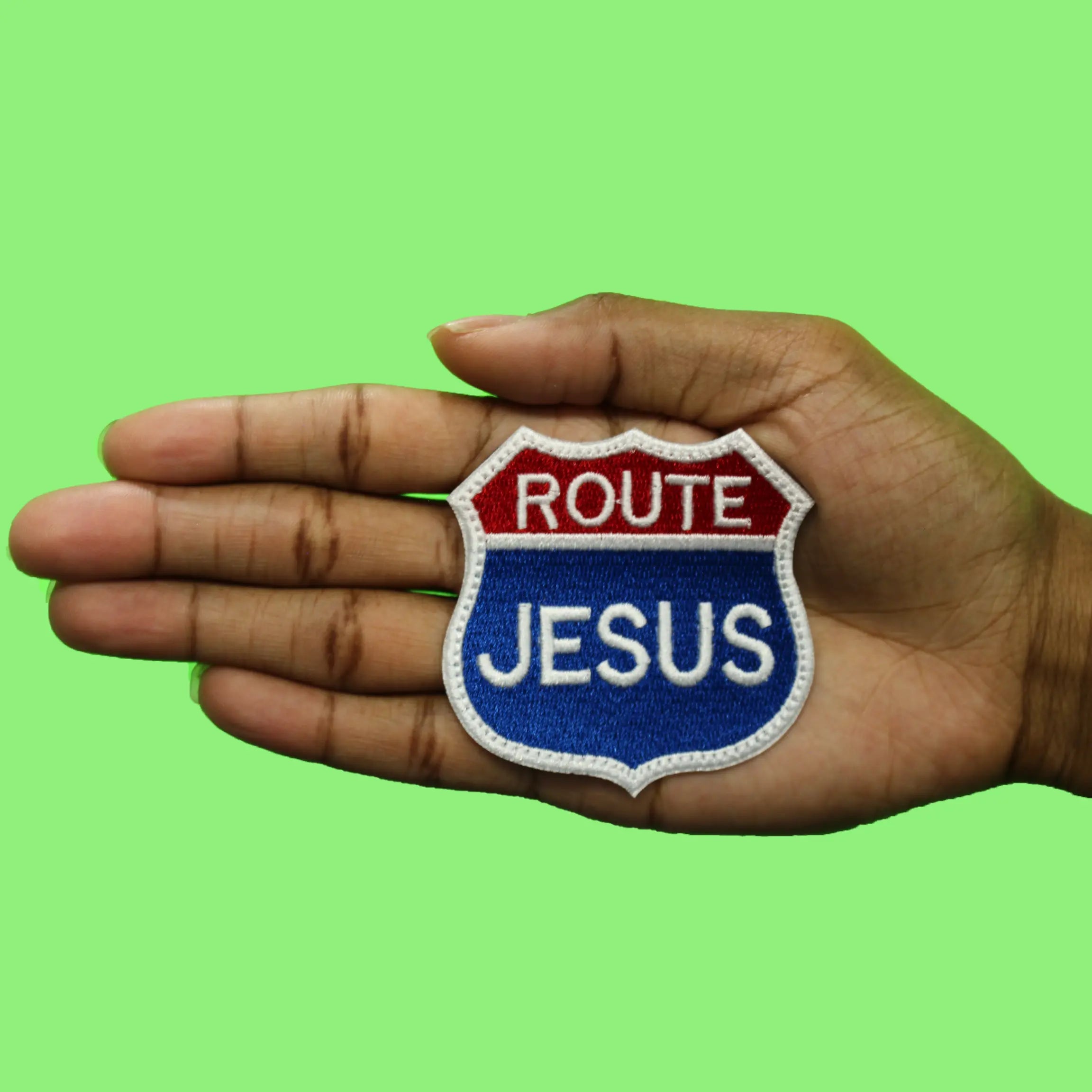 Jesus Route Road Patch Religious Christian Embroidered Iron On