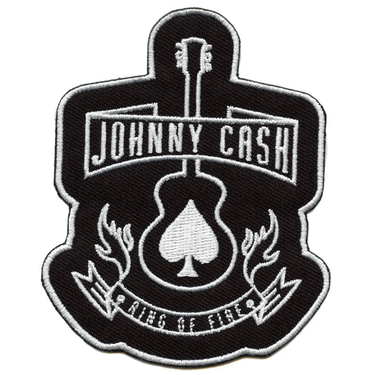 Johnny Cash Spade Guitar Patch Ring Of Fire Embroidered Iron On
