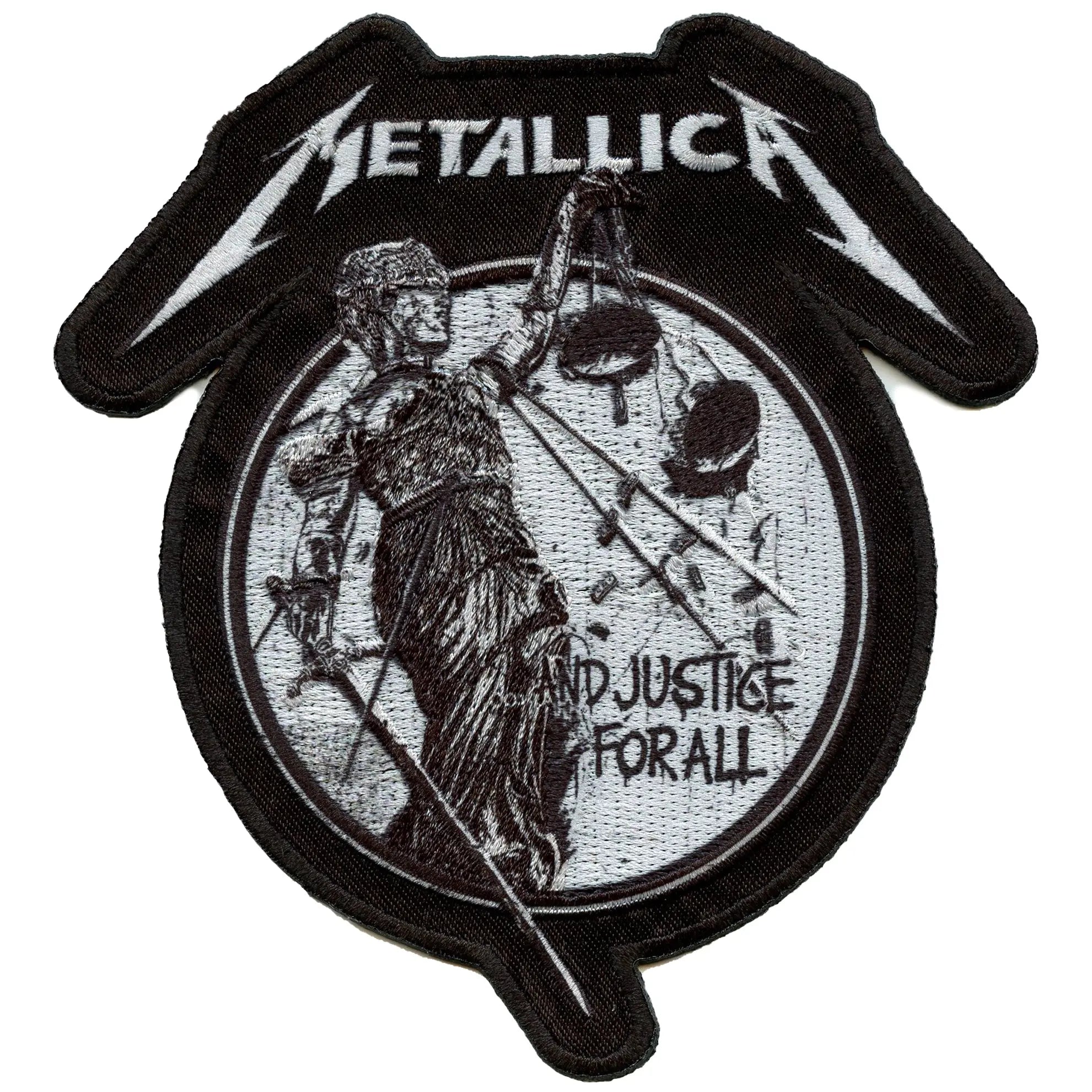 Justice Mono Black/White Patch Metallica Heavy Metal Sublimation Embroidered Iron-On