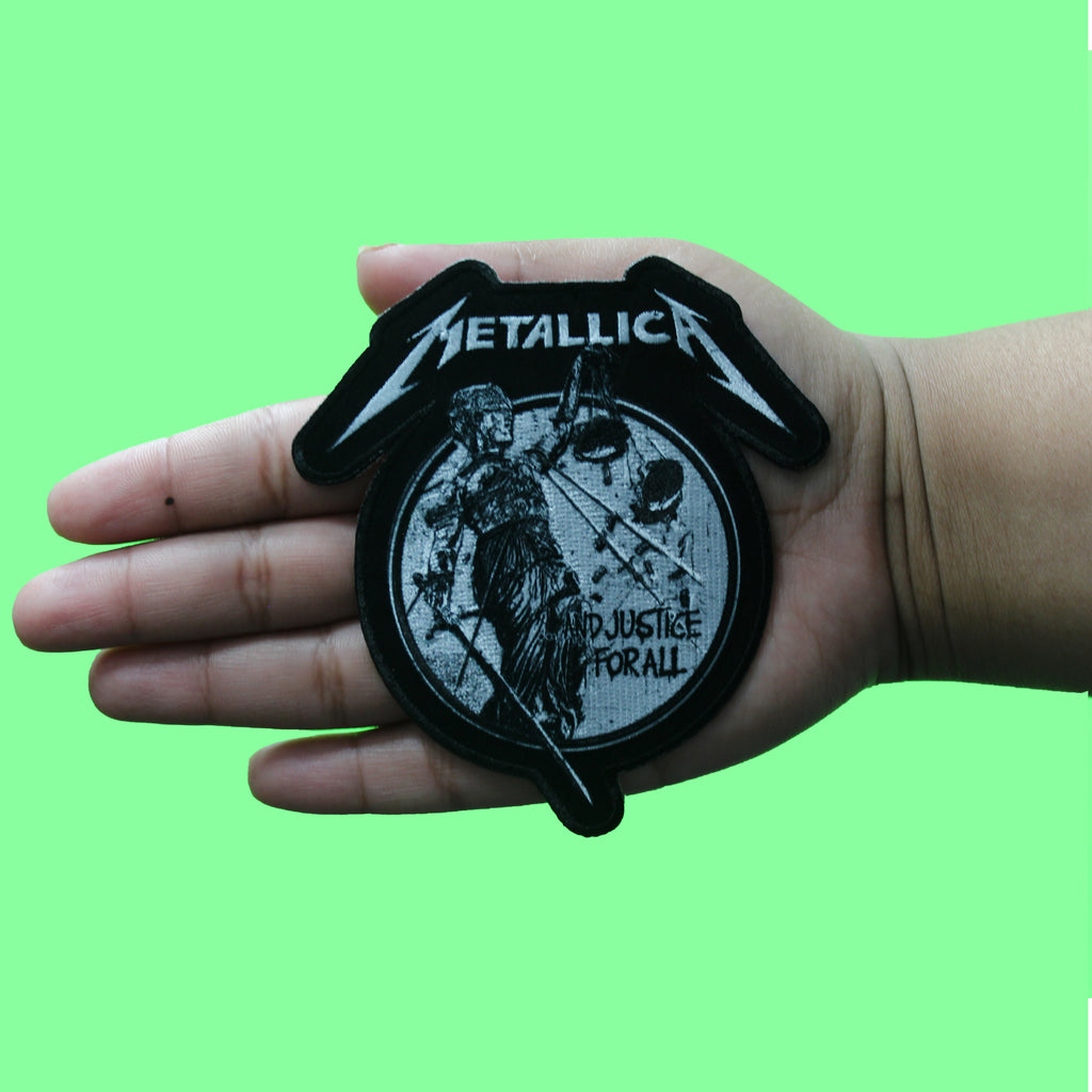 Metallica Metal Band Patch Justice Mono Black/White Sublimation Embroidered Iron-On