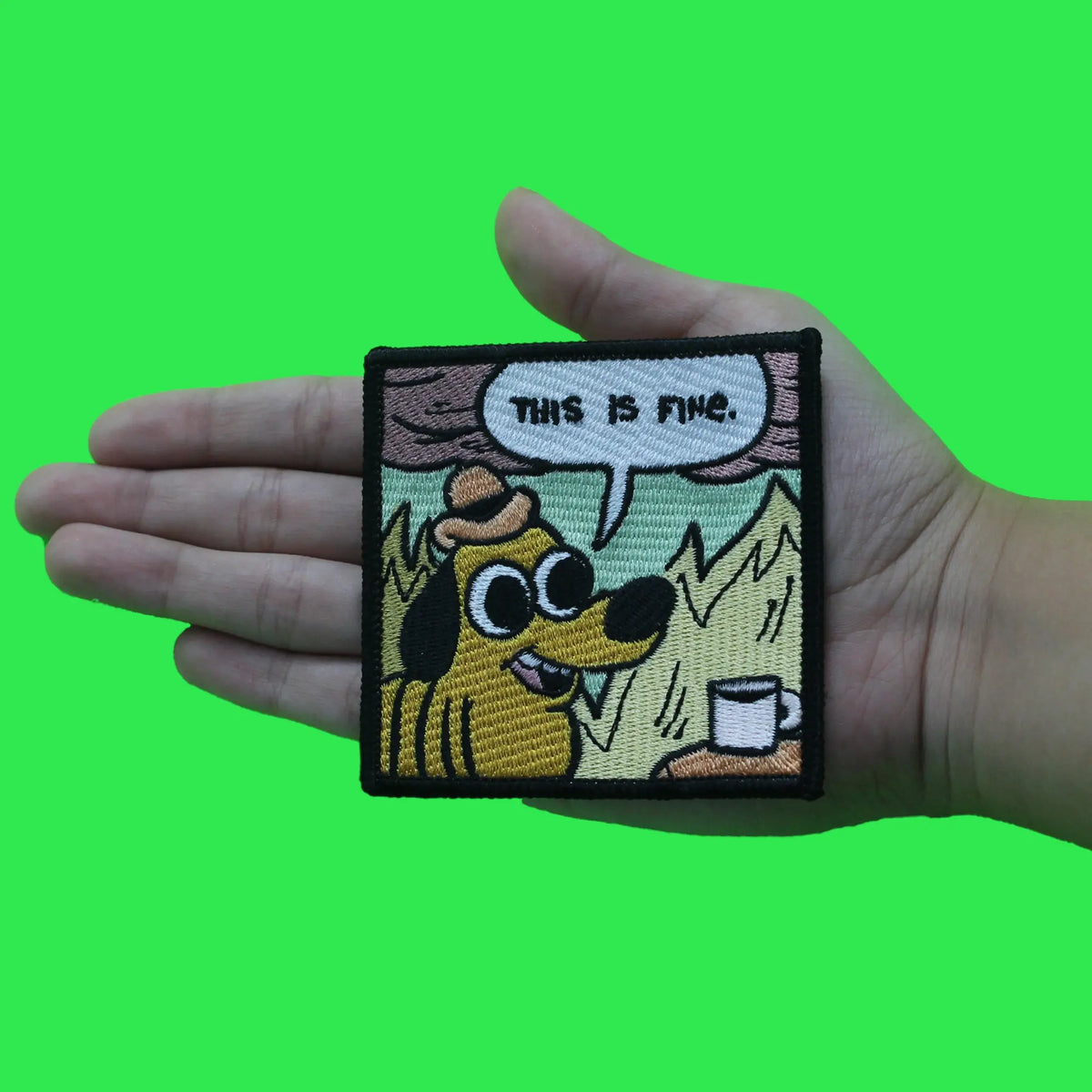 Keep Patching Meme KC Green This Is Fine Patch Room On Fire Meme Funny Embroidered Iron O ...
