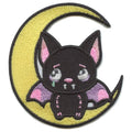 Kawaii Sad Bat Patch Cutesy Adorable Moon Embroidered Iron On