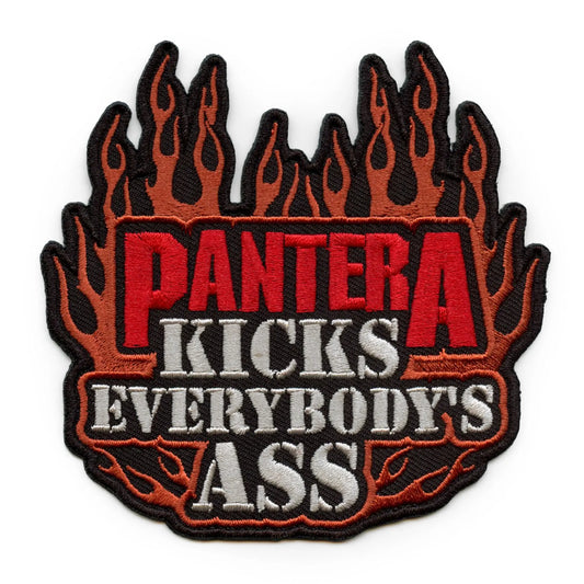 Flaming Pantera Kicks Patch Texas Rock Band Embroidered Iron On