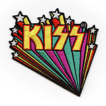 Kiss Star Banner Patch 70s Rock N Roll Embroidered Iron On