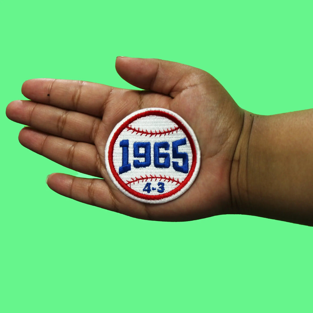 LA 1965 Baseball Patch Series Score 4-3 Embroidered Iron-On