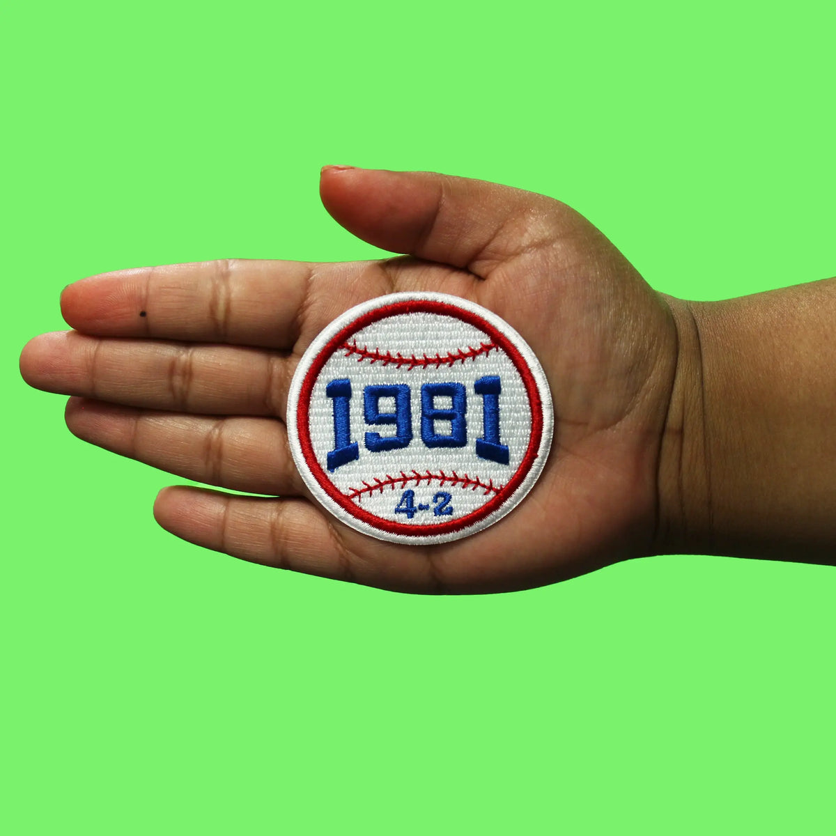 LA 1981 Baseball Patch Series Score 4-2 Embroidered Iron-On