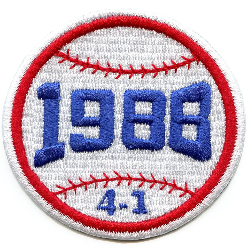 LA 1988 Baseball Patch Series Score 4-1 Embroidered Iron-On