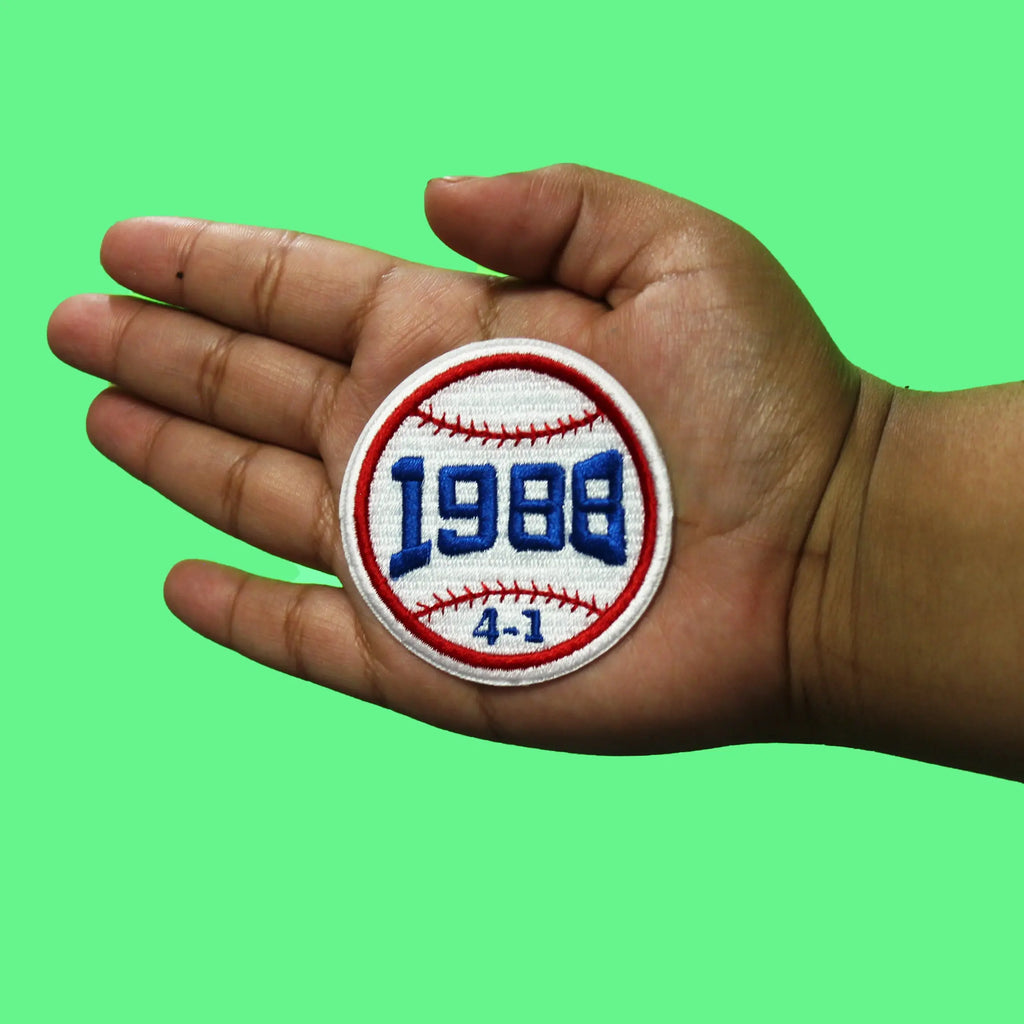 LA 1988 Baseball Patch Series Score 4-1 Embroidered Iron-On