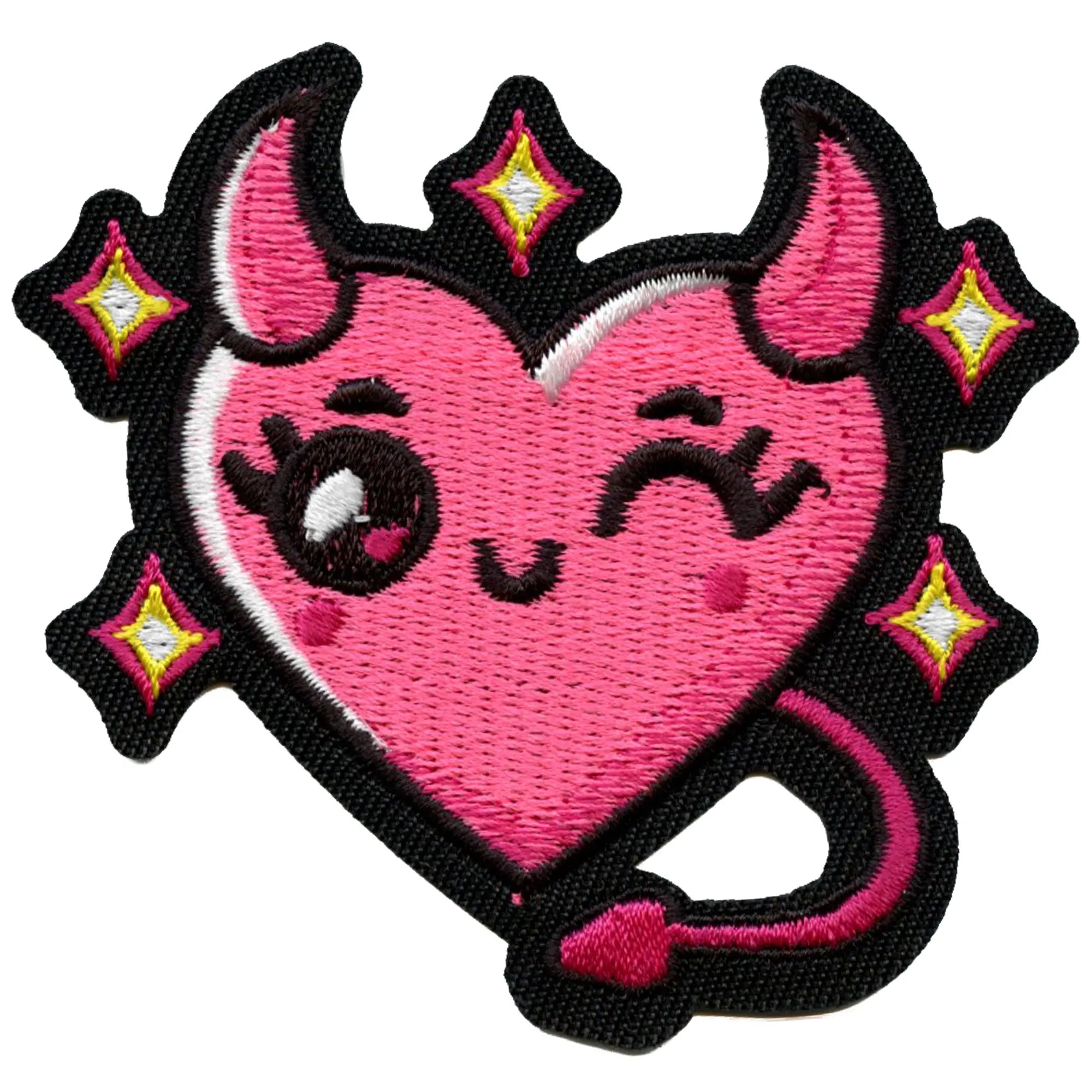 Patch coeur La Diabla Cute Corridos rose brodé thermocollant