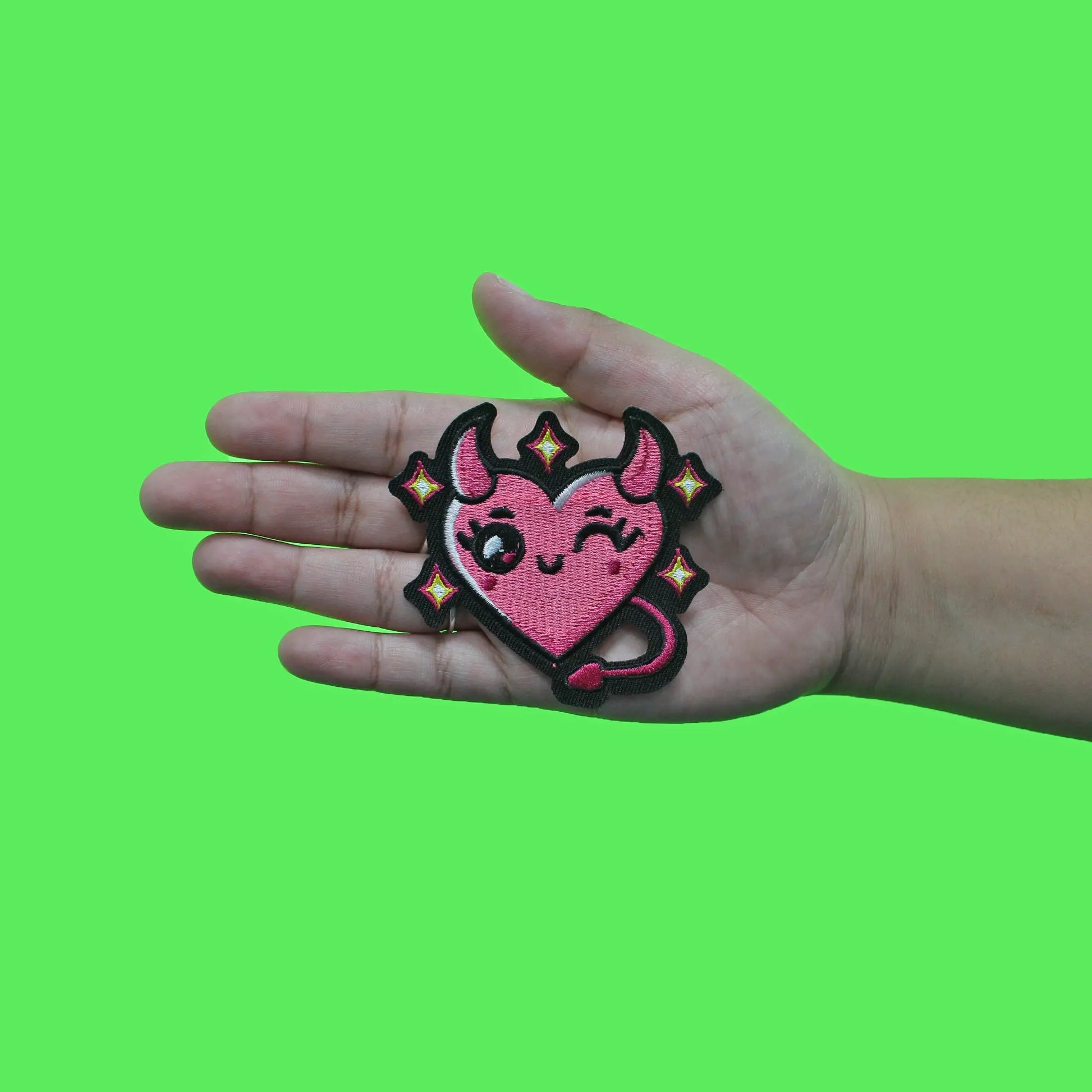 La Diabla Heart Patch Cute Pink Embroidered Iron On