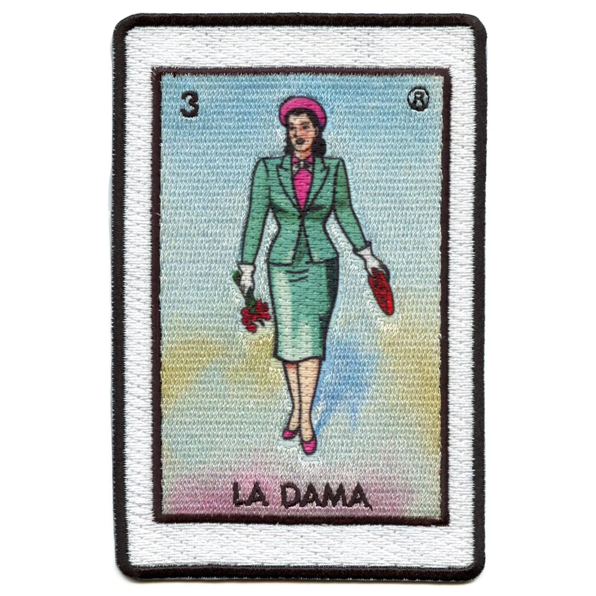 La Dama 3 Patch Mexican Loteria Card Sublimated Embroidery Iron On