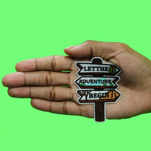 Let the Adventure Begin Patch Mountains Nature Hiking Embroidered Iron On