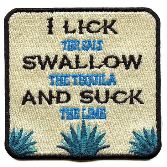 Lick The Salt Patch Swallow Tequila Lime Embroidered Iron On