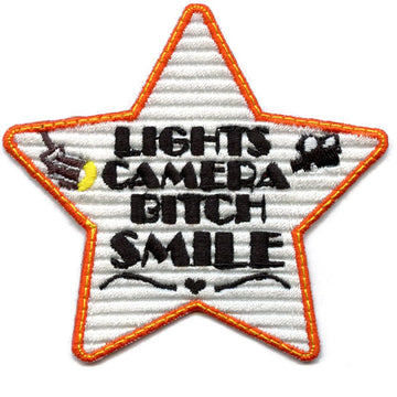 Lights Camera B Patch Smile Pop Star Embroidered Iron On