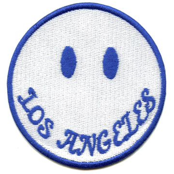 Los Angeles Smiley Patch White Emoji Face Embroidered Iron on