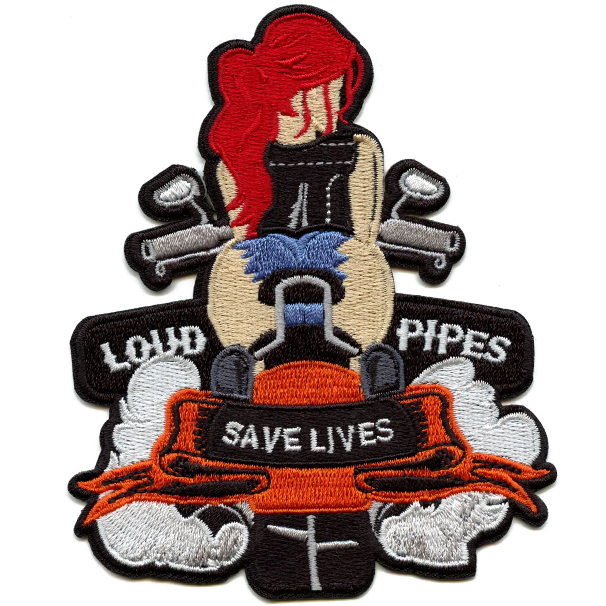 Patch brodé à repasser Loud Pipes Save Lives Motorcycle Biker Ride