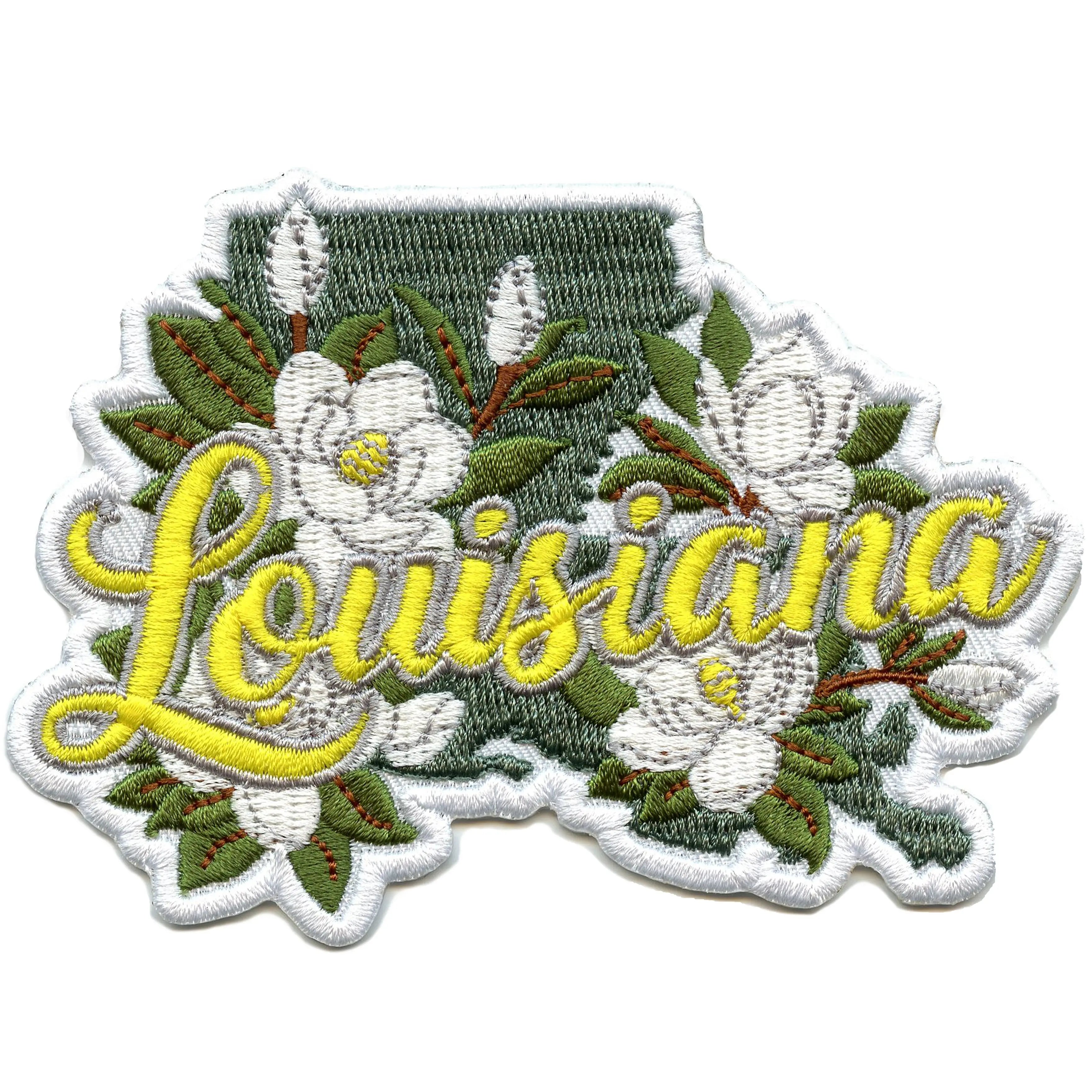 Louisiana Home Pride Patch  Magnolia State Flower Embroidered Iron On