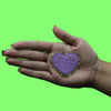 Lovely Purple Heart Patch Cute Golden Girly Chenille Iron On