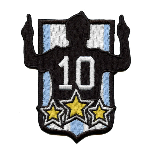 Three Time Champ Patch Argentina #10 Soccer Embroidered Iron On