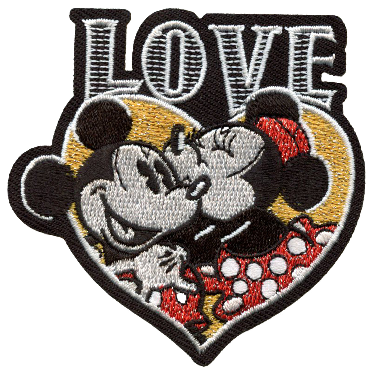 Mickey & Minnie Mouse Love Heart Patch Disney Animated Cartoon Embroidered Iron On