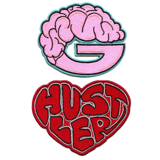 Mind of a G & Heart of a hustler Patch Combo Embroidered Iron On (2 Pack)