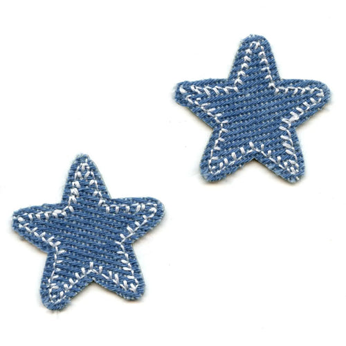 Mini Star 2 Pack Demin Patch Travel Western Aesthetic Embroidered Iron On