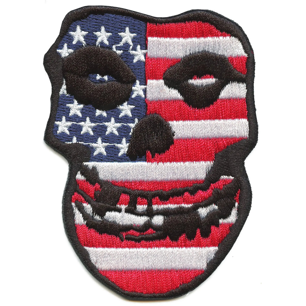 Misfits USA Skull Patch Punk Rock Band Embroidered Iron On