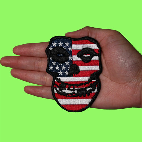 Misfits USA Skull Patch Punk Rock Band Embroidered Iron On