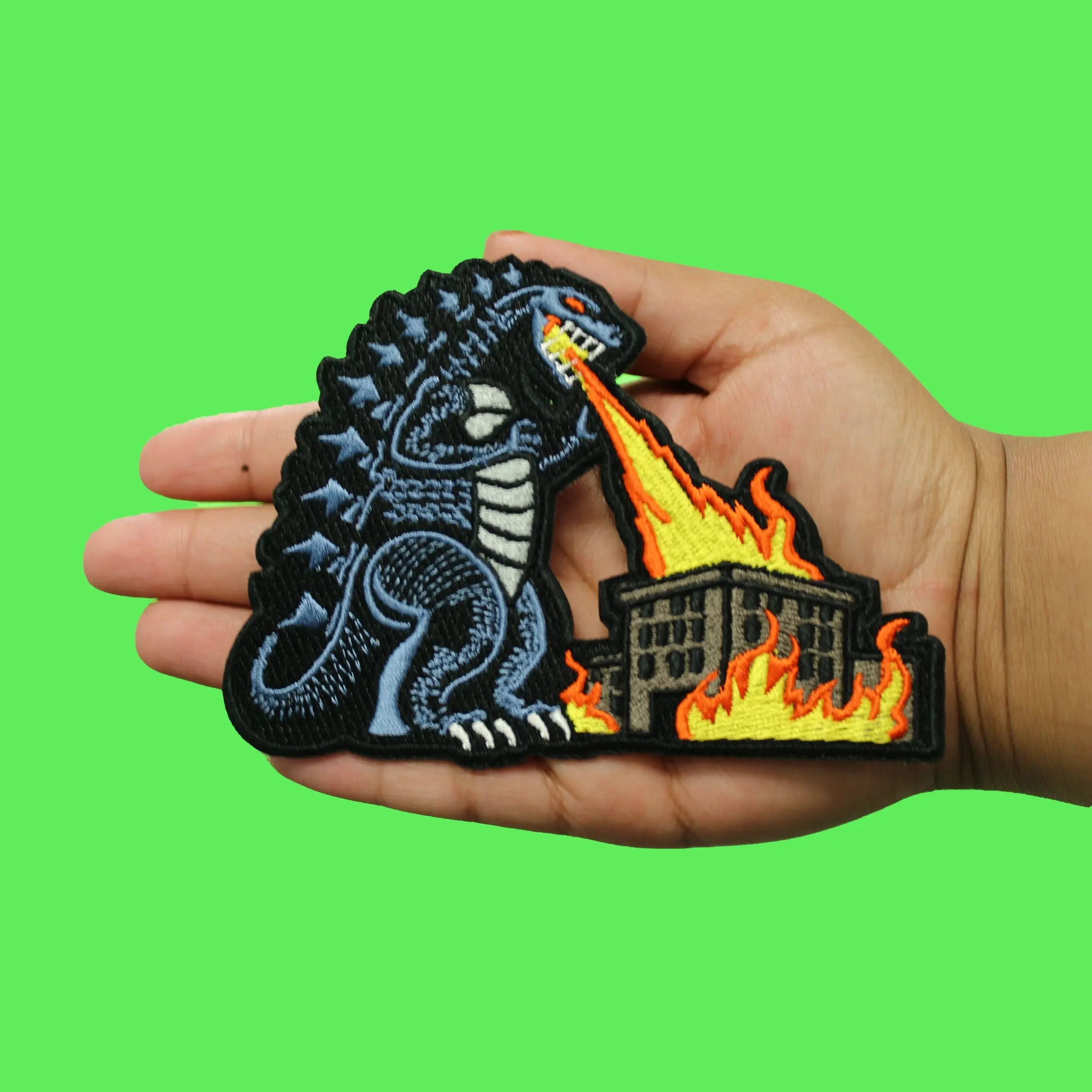 Monster Titan Burning Building Patch TV And Movies Embroidered Iron-On
