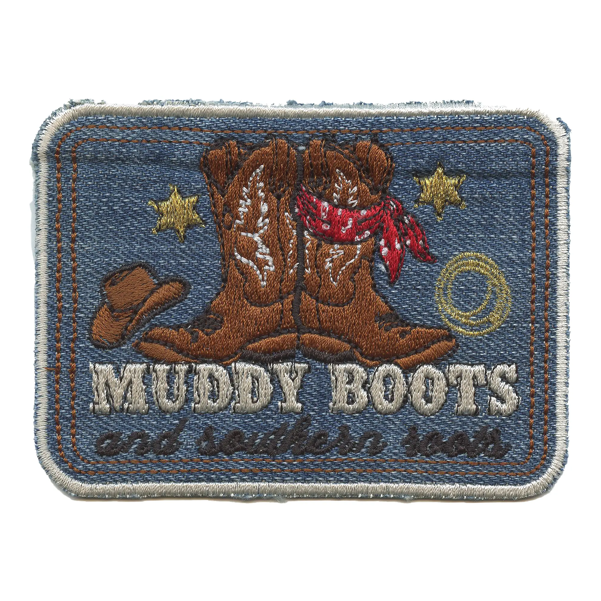 Muddy Boots Southern Roots Patch Western Country Denim Embroidered Iron On