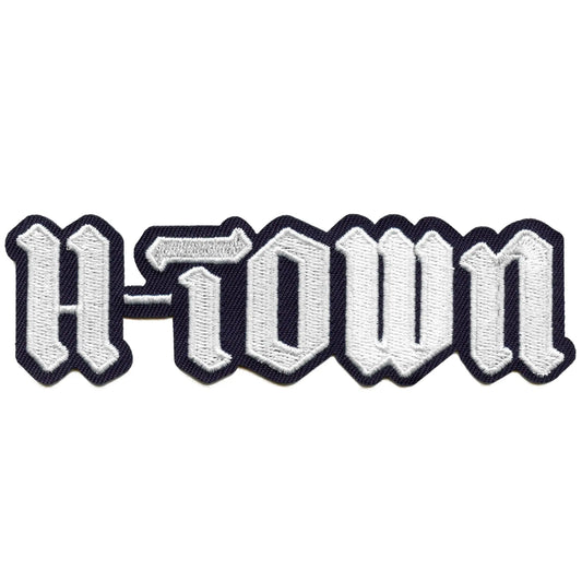 Navy H-Town Houston Patch Old English Script Embroidered Iron on