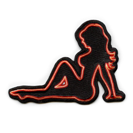 Woman Silhouette Laying Down Patch Neon Lady Embroidered Iron On