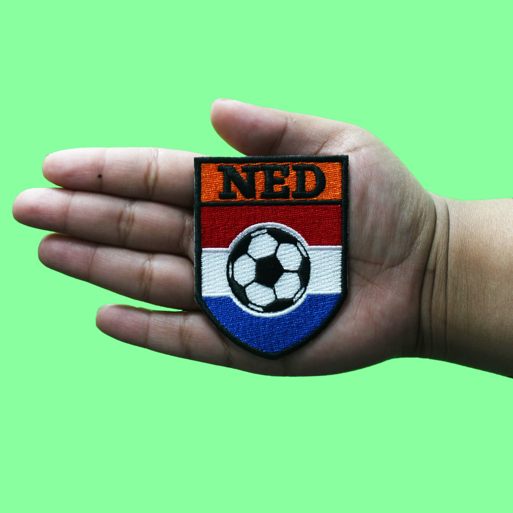 Netherlands Soccer Shield Patch Sports Country Flag Embroidered Iron On