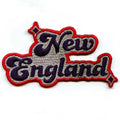 New England Sparkle Patch Grey/Red Script Football Embroidered Iron On