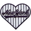 New York Pinstripes Heart Patch Baseball Sports Fan Embroidered Iron On