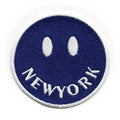 New York Smiley Face Patch Blue Embroidered Iron on