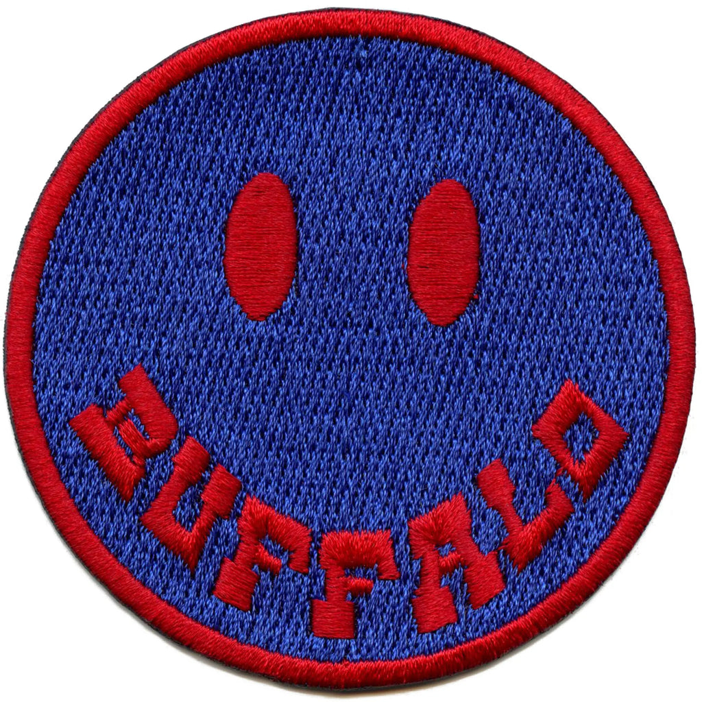 Buffalo New York Smiley Face Patch City Blue Embroidered Iron on