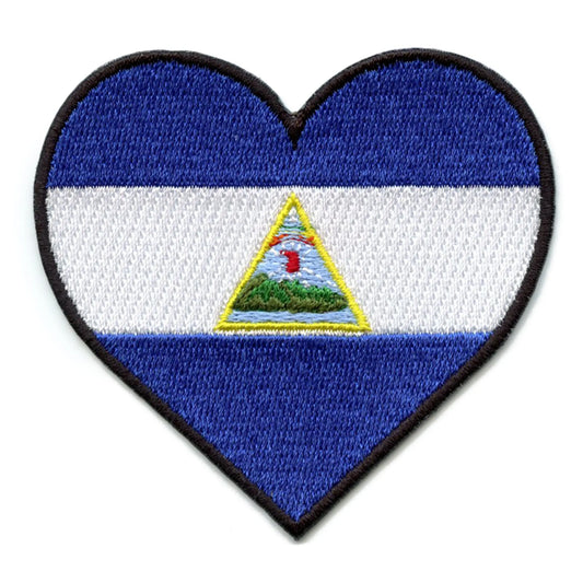 Nicaragua Heart Country Flag Patch Central America Travel Embroidered Iron On