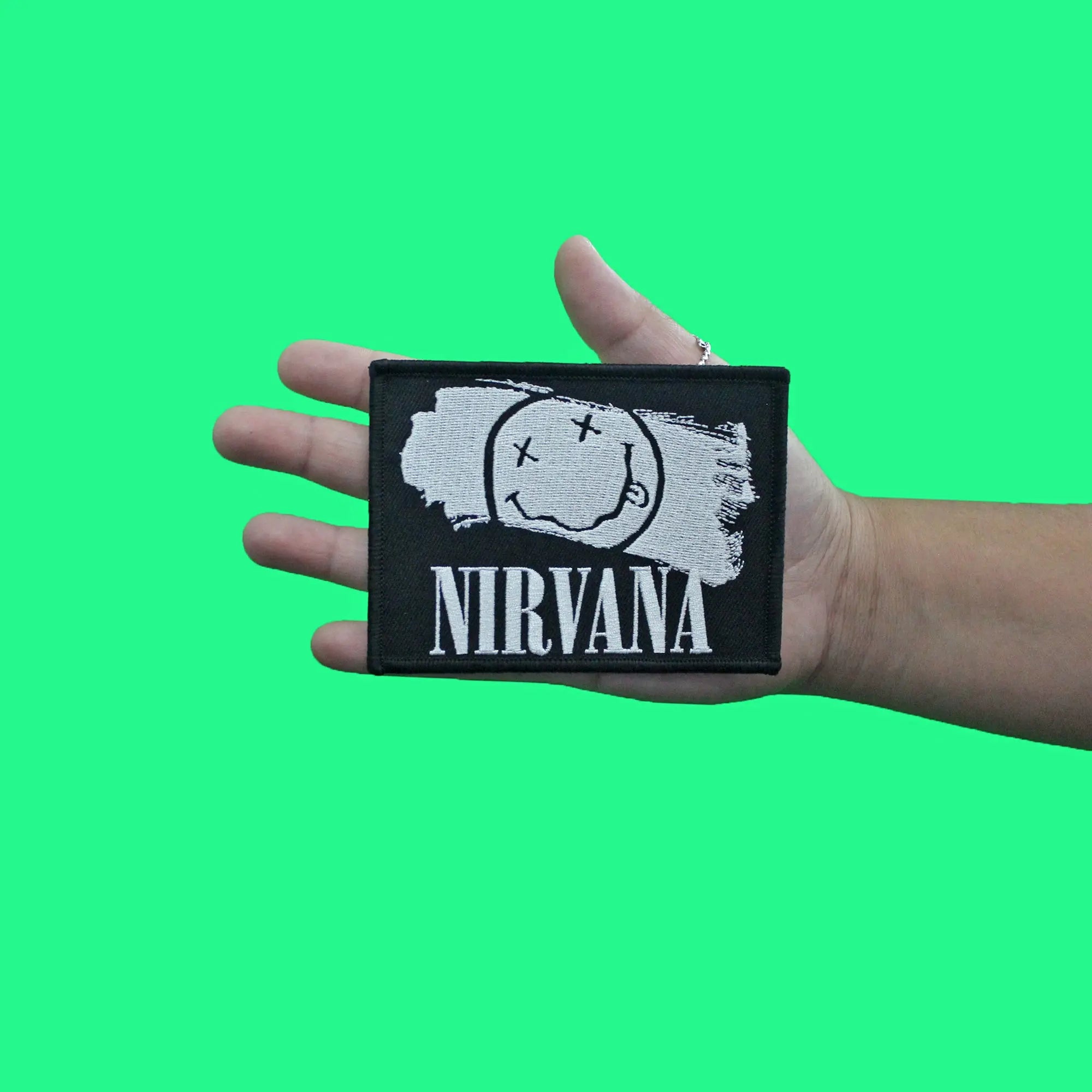 Nirvana Paint Stroke Patch Happy Face Rock Band Embroidered Iron