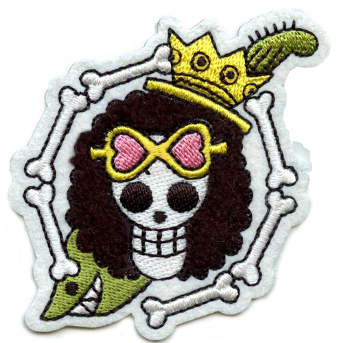 One Piece Brooke Jolly Roger Patch Jolly Musician Skull Anime Embroidered Iron On