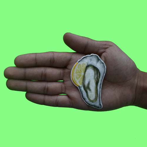 Oyster Lemon Seafood Patch  Saltwater Marines Shellfish Sublimated Embroidered Iron On