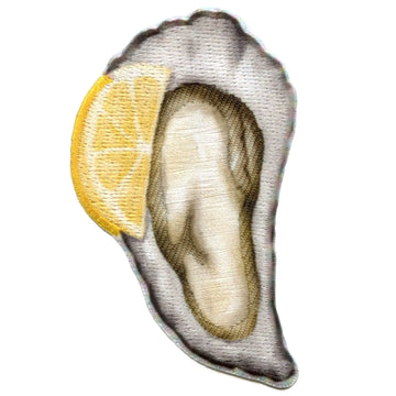 Oyster Lemon Seafood Patch  Saltwater Marines Shellfish Sublimated Embroidered Iron On